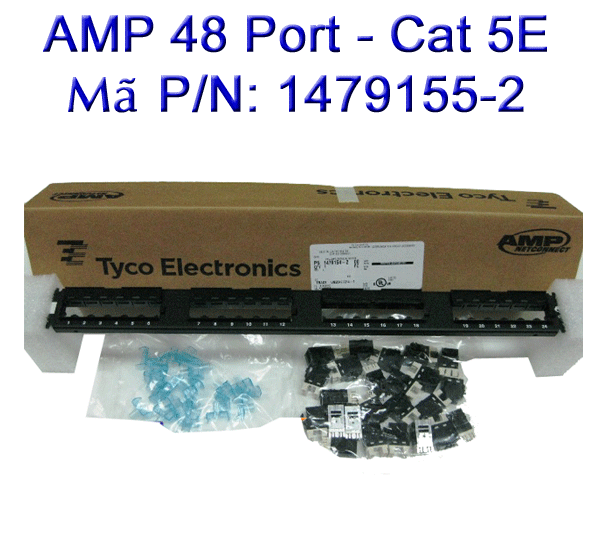 Patch Panel AMP, 48 Port, Chính hãng Cat 5E