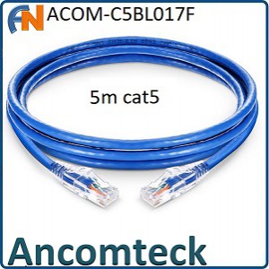 Dây nhảy patch cord CAT5E loại 5m ANCOMTECK - màu xanh: ACT-LAN-5E05BL