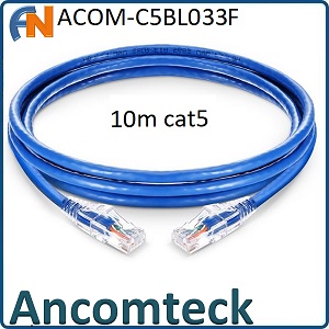 Dây nhảy patch cord CAT5E loại 10m ANCOMTECK - màu xanh: ACT-LAN-5E10BL